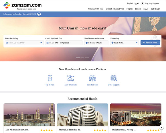 Zamzam.com b2c for Umrah Bookings