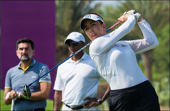 Team Georgia Hall with Morocco's Maha Haddioui, India's Diksha Dagar & H.E Yasir Al-Rumayyan lead at the Aramco Team Series � Jeddah