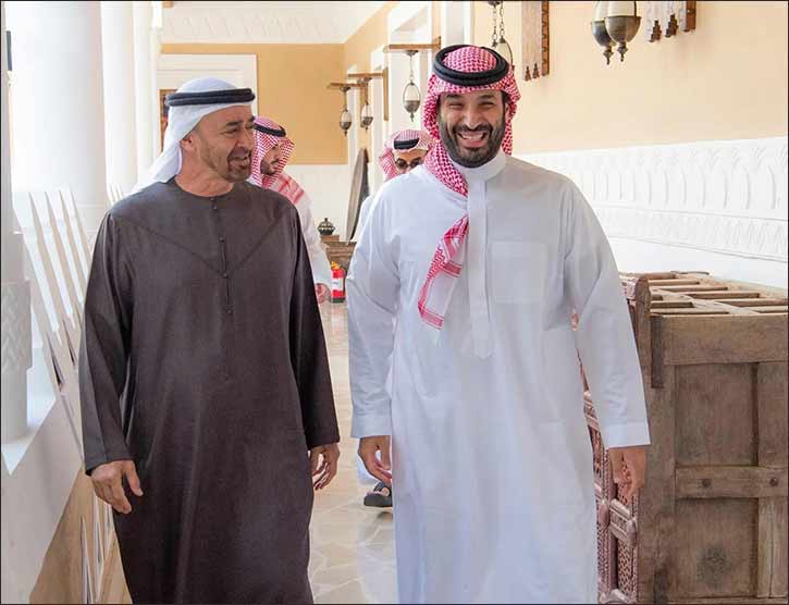 HRH the Crown Prince, UAE President Discuss Relations and Palestine Developments