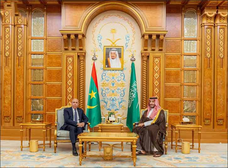 HRH the Crown Prince Meets President of the Islamic Republic of Mauritania on FII9 Sidelines